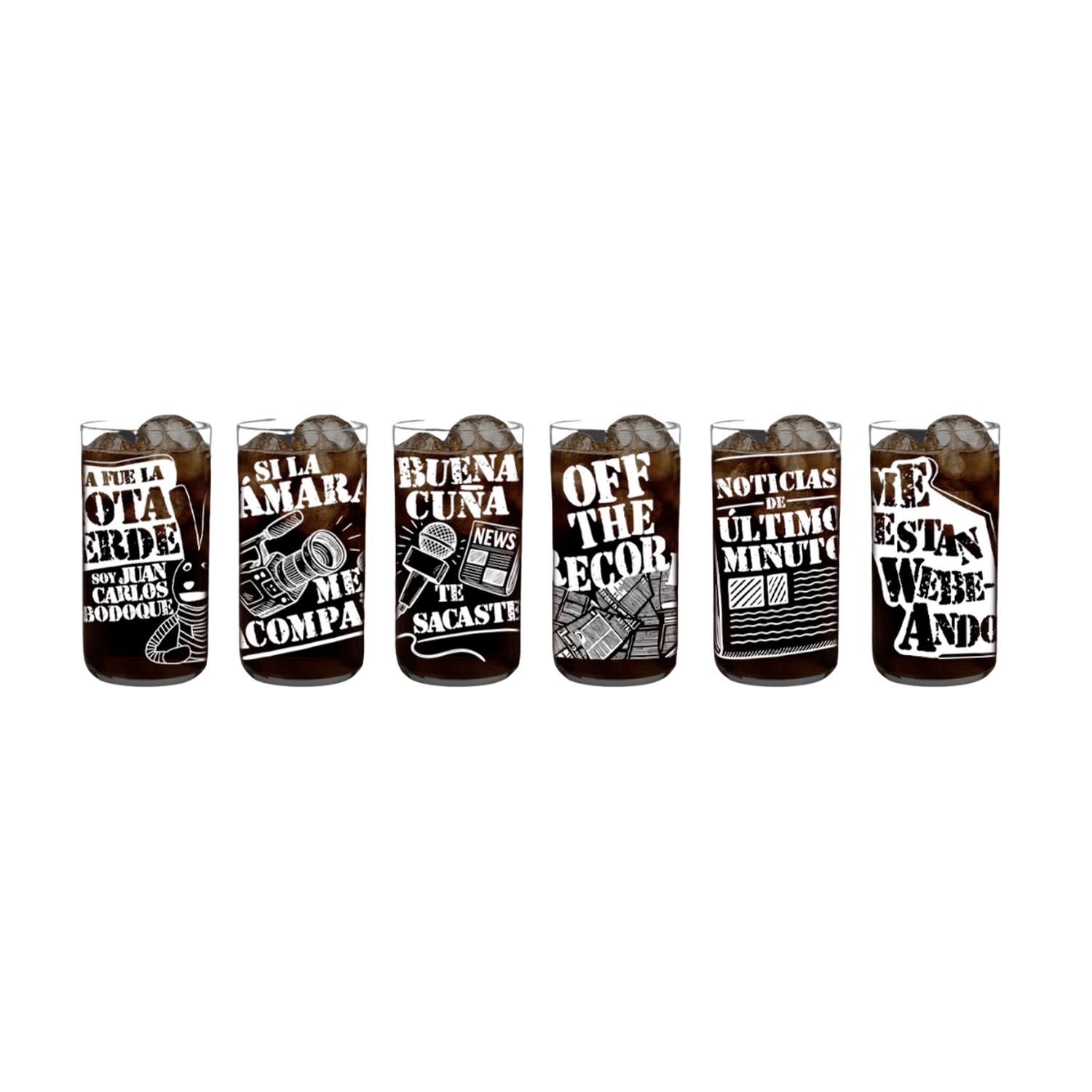 PERIODISTAS - JUEGO DE 6 VASOS DE 500 ML