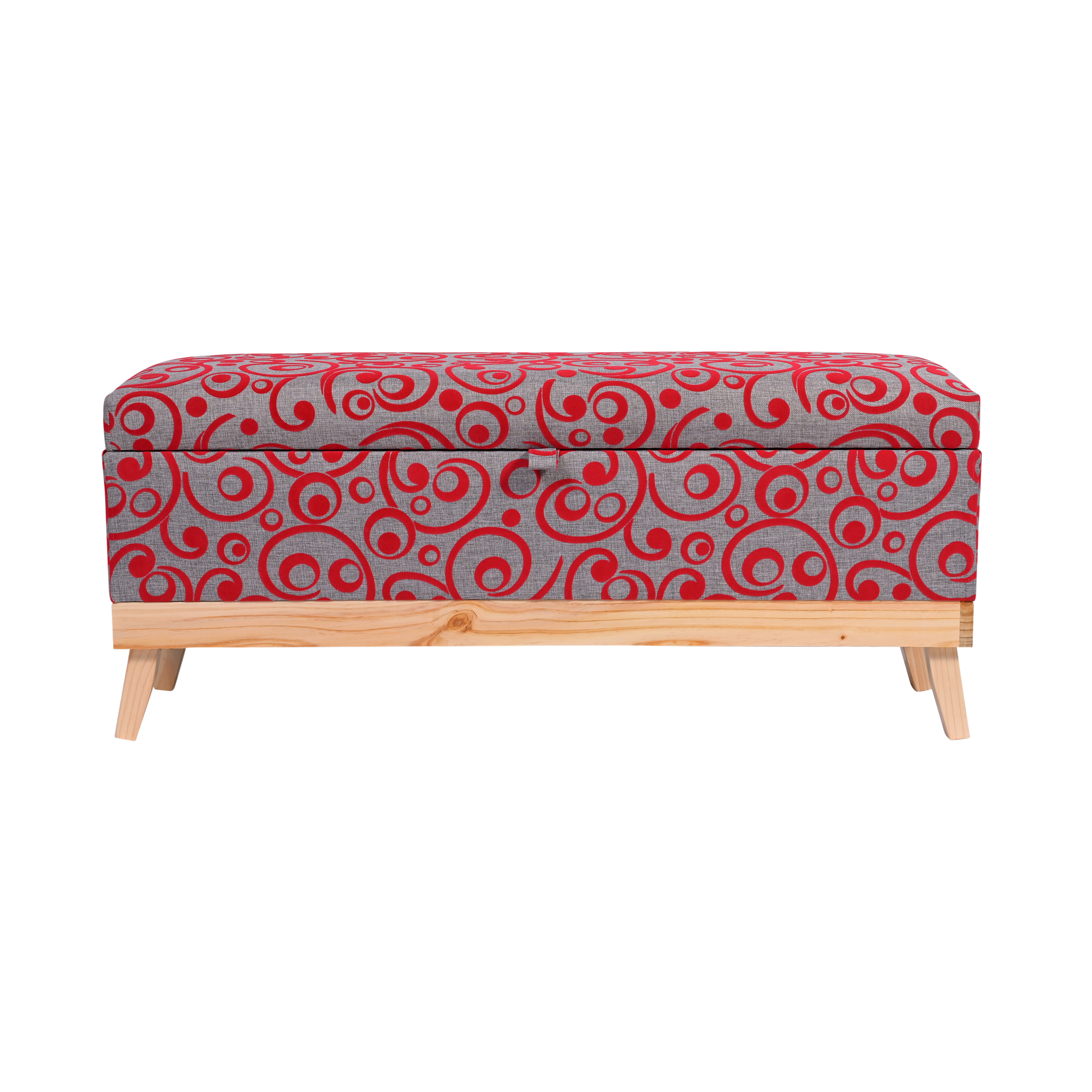 BANQUETA INCY CON BAÚL GRIS-ROJO 120X50X40 CM DE MÁXIMA DESIGN - 1