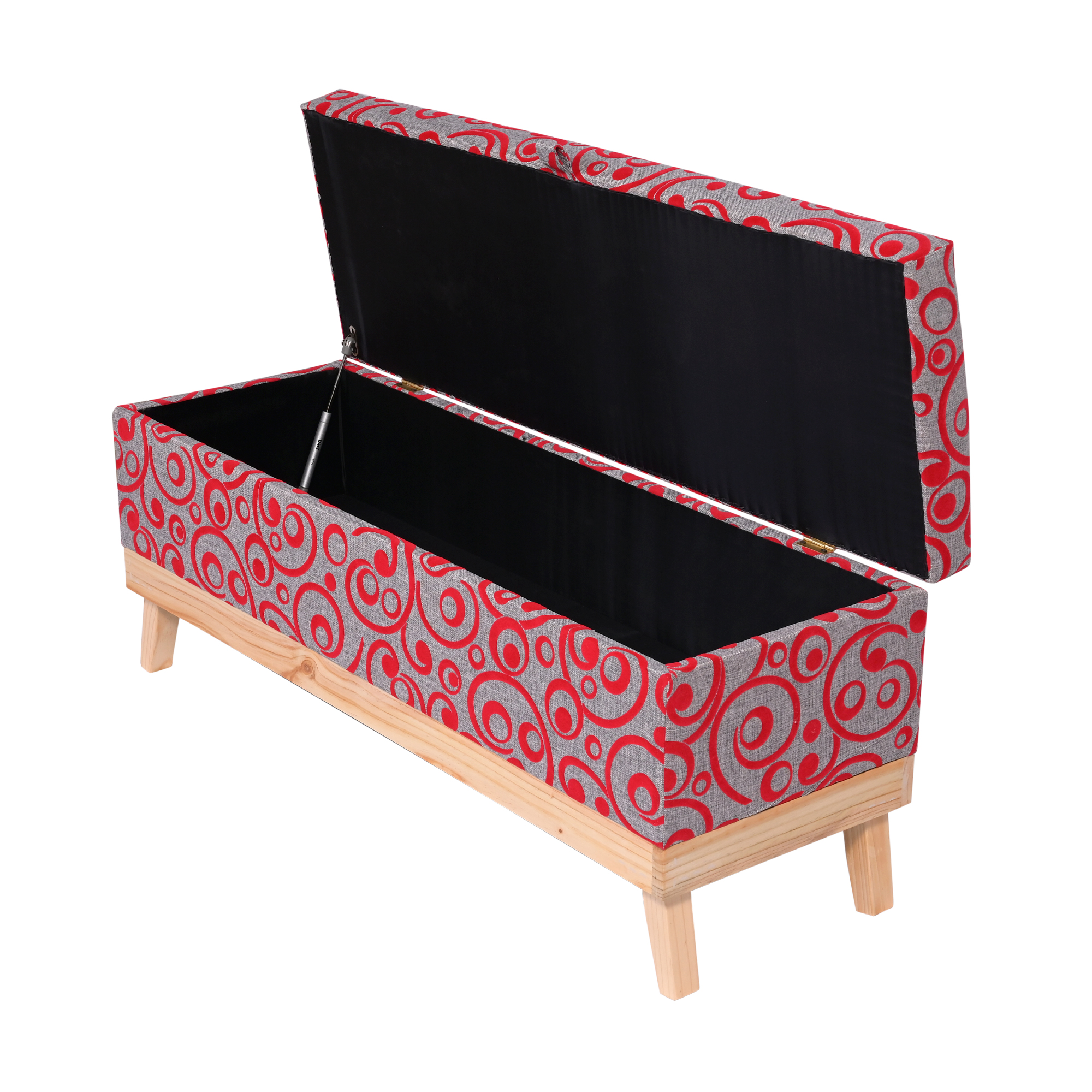 BANQUETA INCY CON BAÚL GRIS-ROJO 120X50X40 CM DE MÁXIMA DESIGN - 2