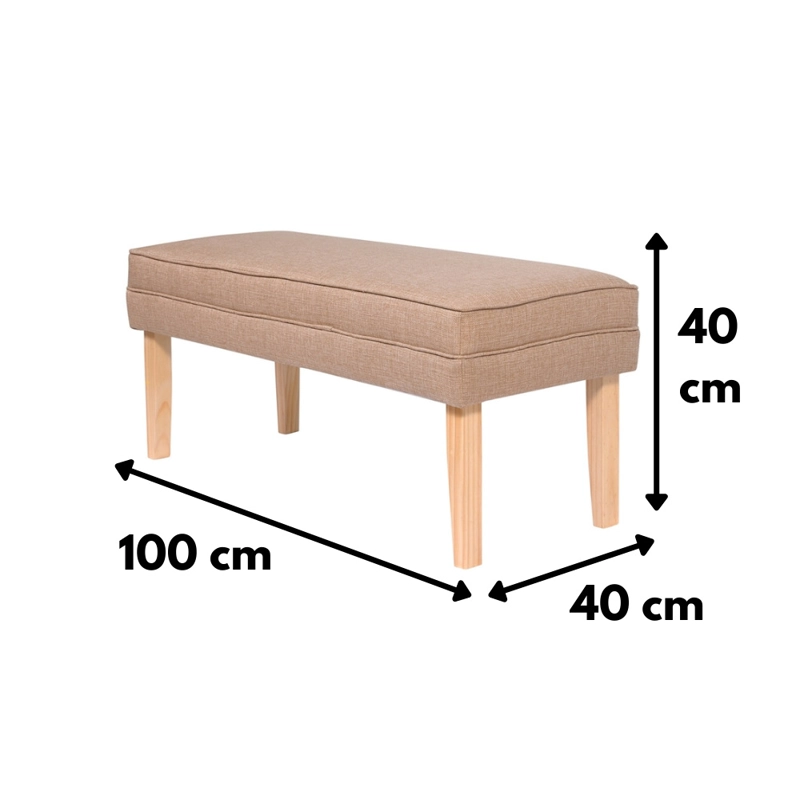 BANQUETA MAXIMA DESIGN STYLE 1 CUERPO BEIGE DELTA 100X40X40 CM - 2