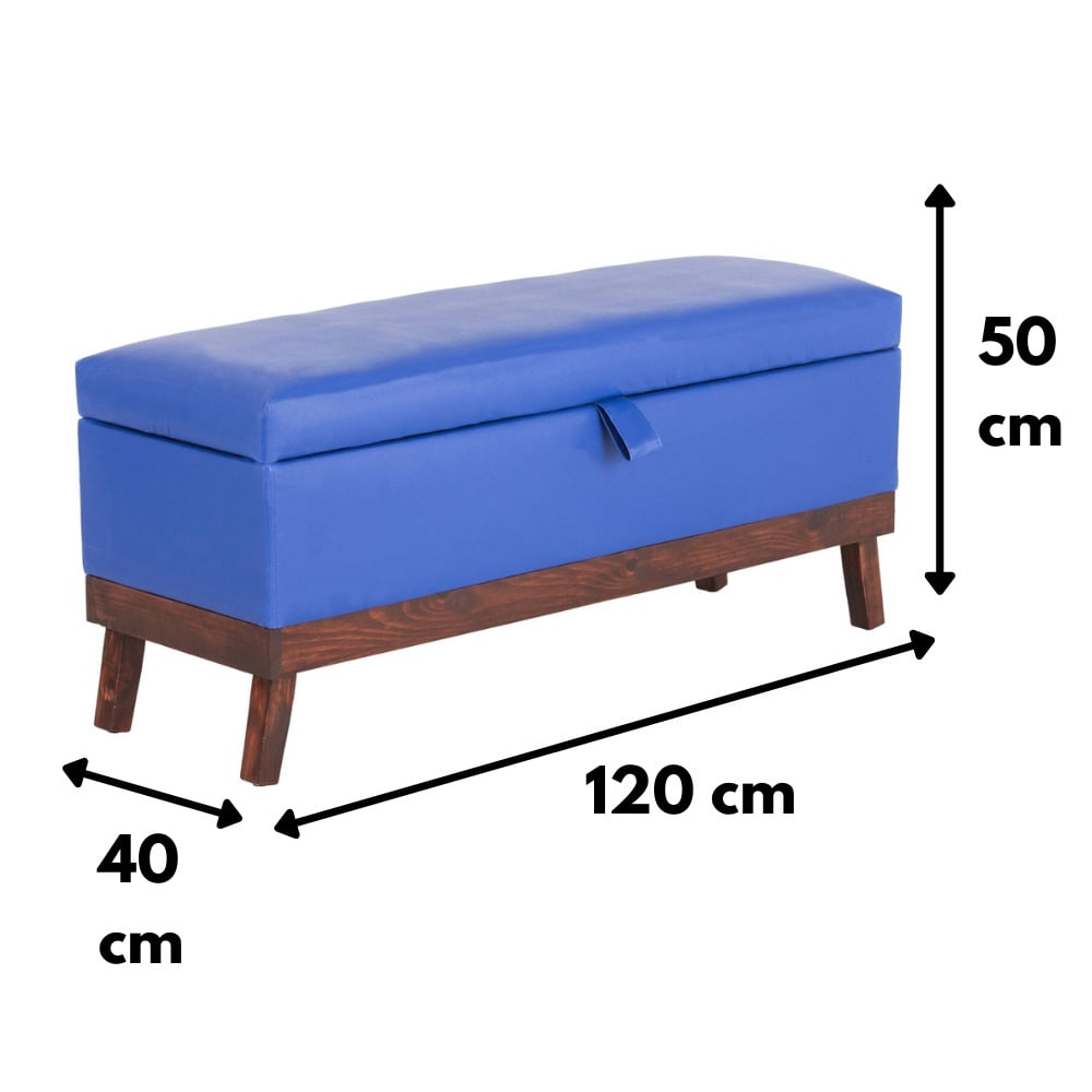 BANQUETA INCY CON BAÚL AZUL ECOCUERO 120X50X40 CM MÁXIMA DESIGN SPA - 4