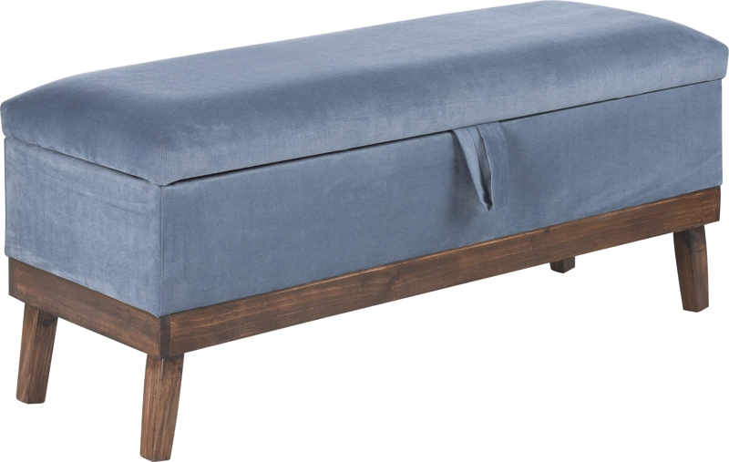 BANQUETA MAXIMA DESIGN INCY 1 CUERPO FELPA CON BAÚL AZUL PETROLEO 120X50X40 CM SPA - 1