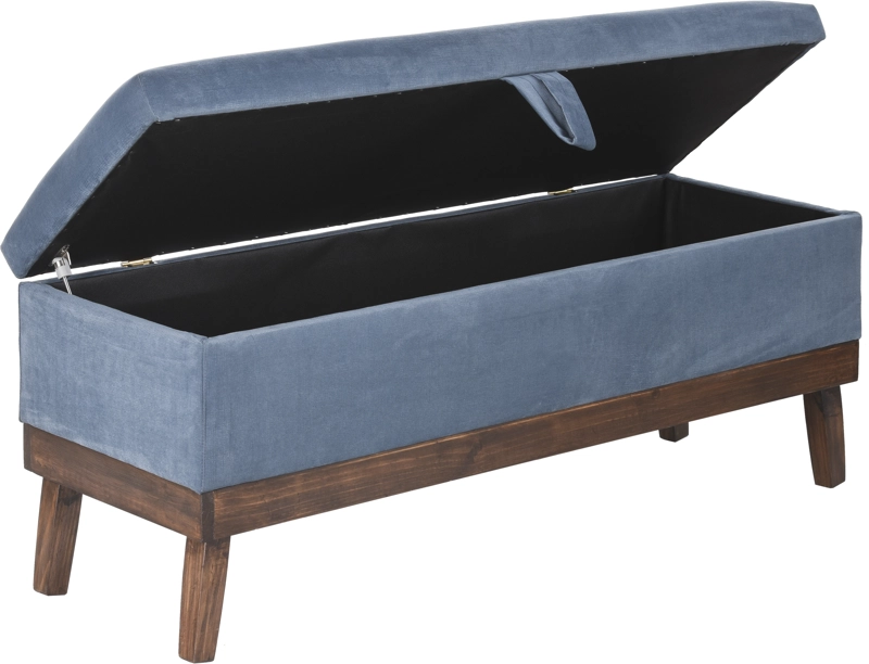 BANQUETA MAXIMA DESIGN INCY 1 CUERPO FELPA CON BAÚL AZUL PETROLEO 120X50X40 CM SPA - 2