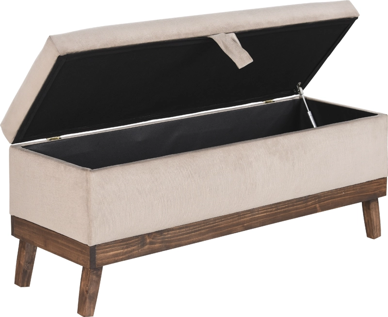 BANQUETA MAXIMA DESIGN INCY FELPA BEIGE CON BAÚL 120X40X50 CM - 2