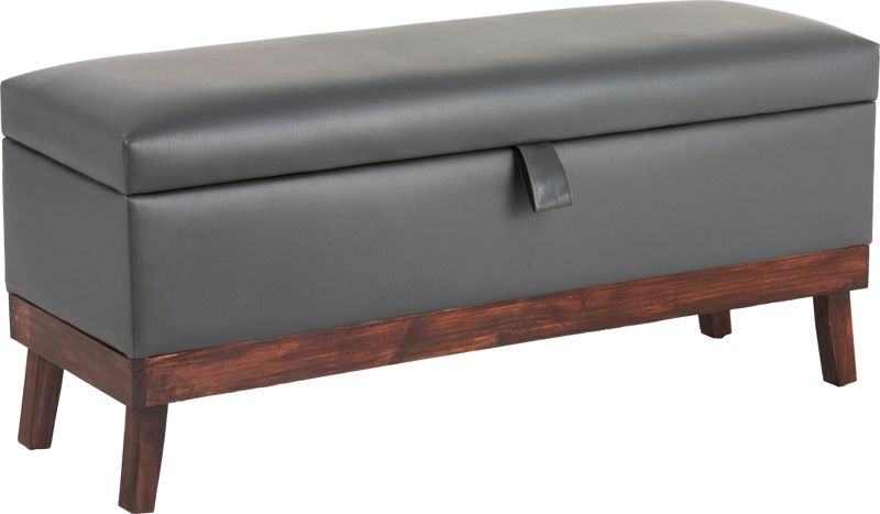 BANQUETA MAXIMA DESIGN INCY 1 CUERPO ECOCUERO CON BAÚL GRIS 120X50X40 CM SPA - 1