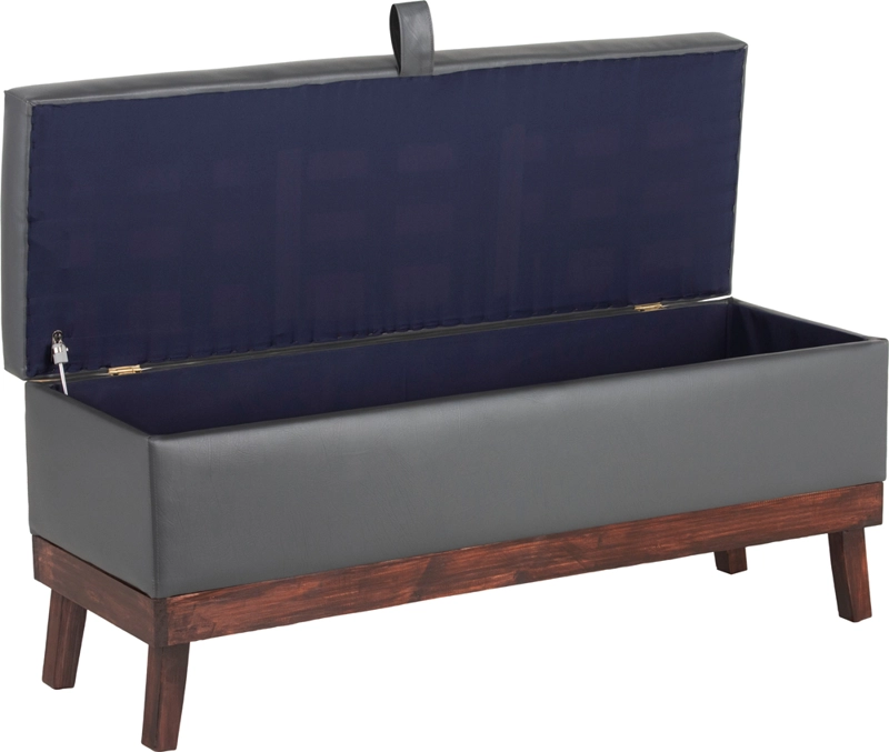 BANQUETA MAXIMA DESIGN INCY 1 CUERPO ECOCUERO CON BAÚL GRIS 120X50X40 CM SPA - 2