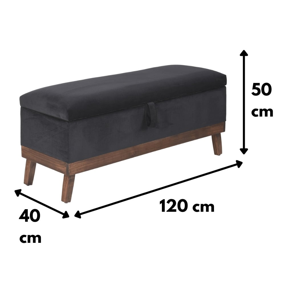 Ripley - BANQUETA INCY CON BAÚL NEGRO 120X50X40 CM MÁXIMA DESIGN SPA