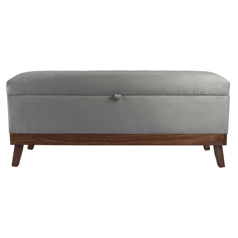 BANQUETA CON BAUL INCY GRIS FELPA 120X40X50 CM MAXIMA DESIGN | GRIS - 1
