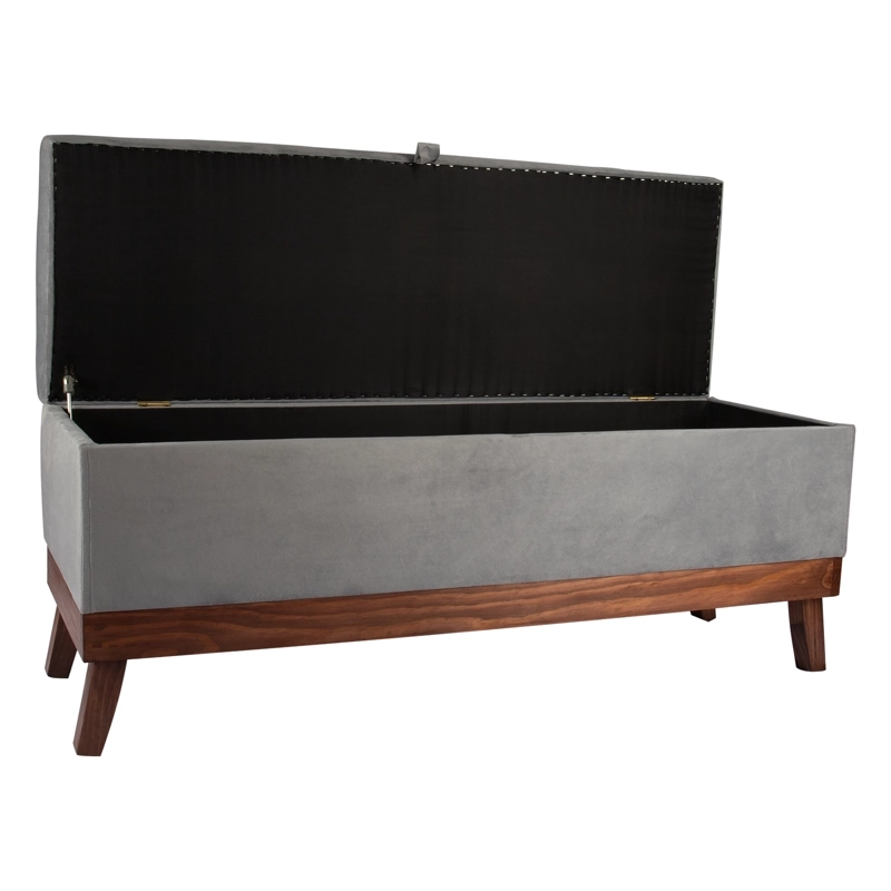 BANQUETA CON BAUL INCY GRIS FELPA 120X40X50 CM MAXIMA DESIGN | GRIS - 2