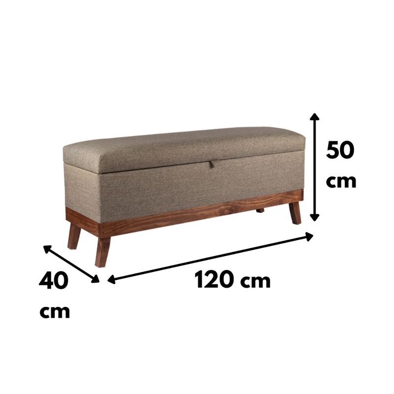 BANQUETA CON BAUL INCY GRIS BEIGE OMEGA 120X40X50 CM MAXIMA DESIGN - 4