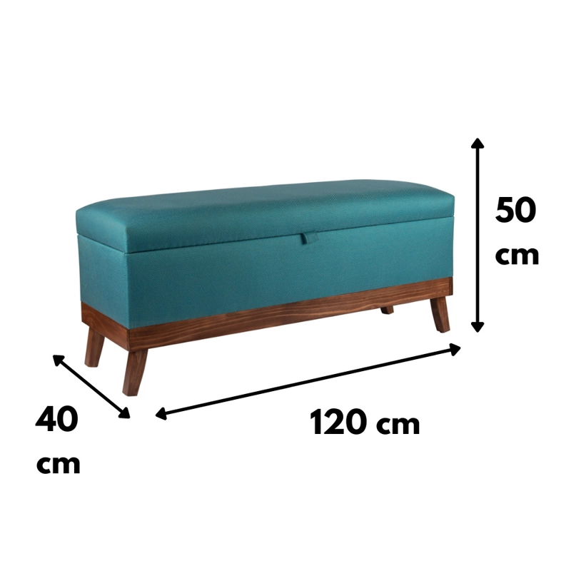 BANQUETA MAXIMA DESIGN INCY TURQUESA CON BAÚL OMEGA 120X40X50 CM - 5