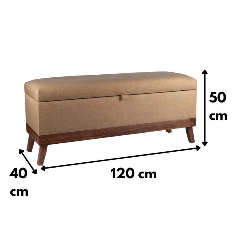 BANQUETA MAXIMA DESIGN INCY BEIGE CON BAÚL OMEGA 120X40X50 CM - 4