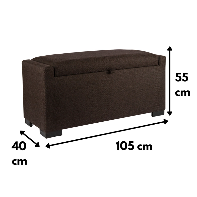 BANQUETA MAXIMA DESIGN LEYZY CAFÉ-MORO CON BAÚL OMEGA 40X55X105 CM - 5