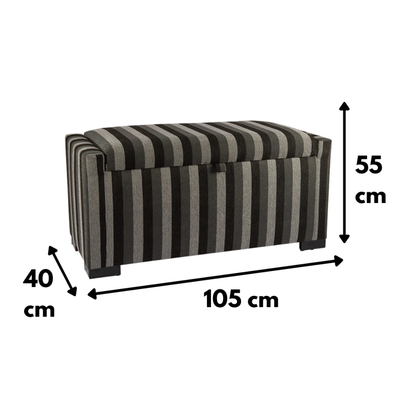 BANQUETA CON BAUL LEYZY RAYAS-NEGRAS OMEGA 40X55X105 CM MAXIMA DESIGN - 5