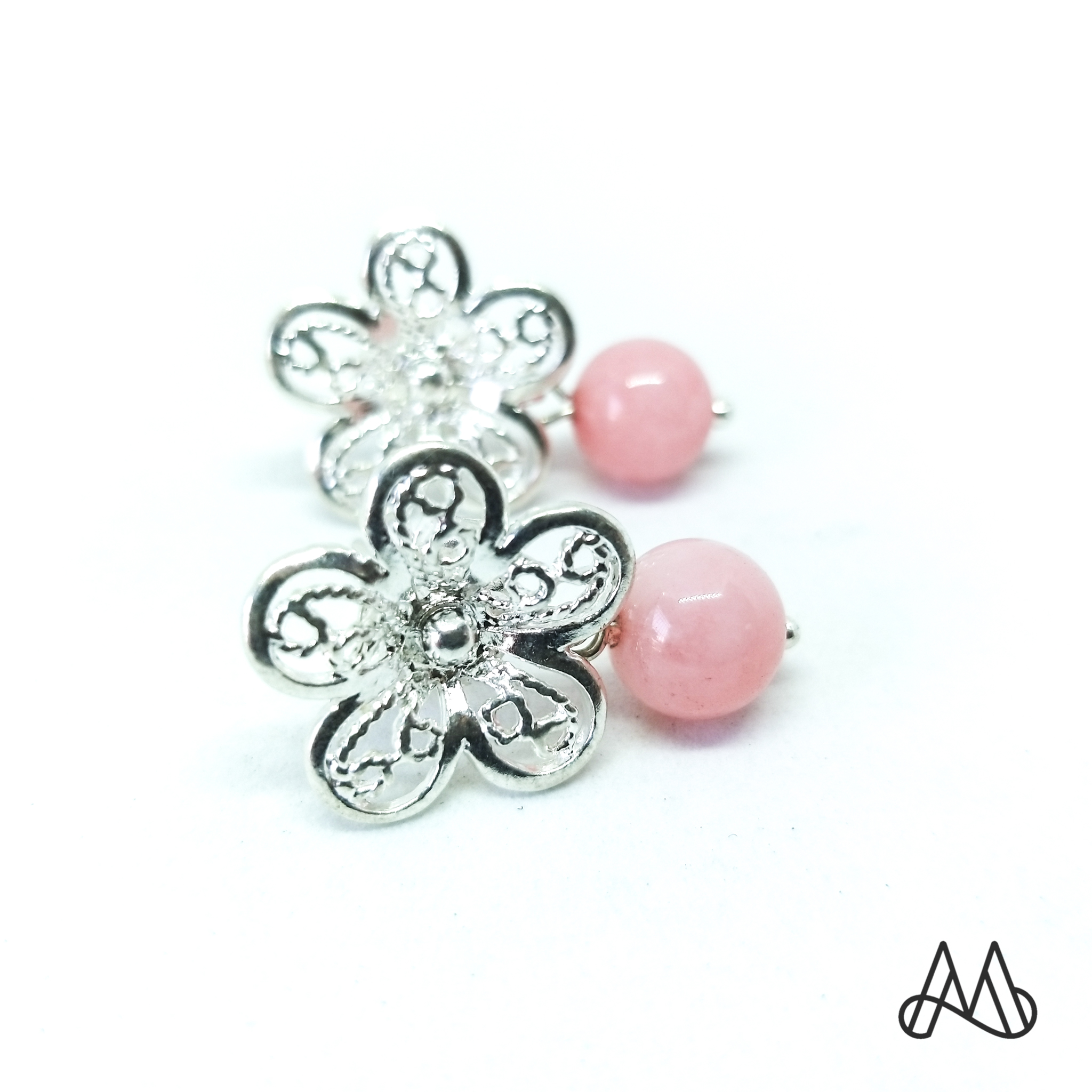 ARO MOR JOYAS FLOR DELICADA CUARZO ROSADO - 1