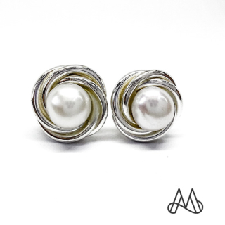 ARO PLATA LEY 950 PERLA NATURAL ROSETA 12 MM | BLANCO | TALLA_UNICA