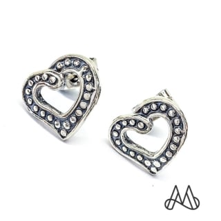 ARO PLATA ENVEJECIDA LEY 950 CORAZON | Plata | Talla_unica - 1