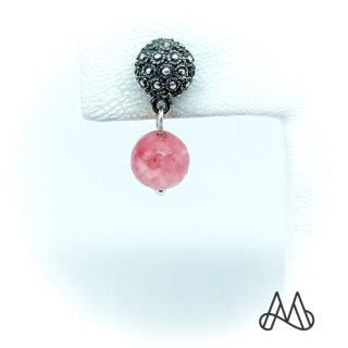 BOLITAS PLATA ENVEJECIDA LEY 950 Y CUARZO ROSADO | Rosado | Talla_unica - 1