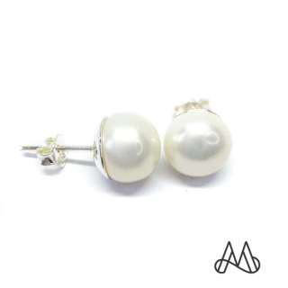 ARO PLATA LEY 950 PERLA NATURAL DE RIO 10 MM | BLANCO | TALLA_UNICA