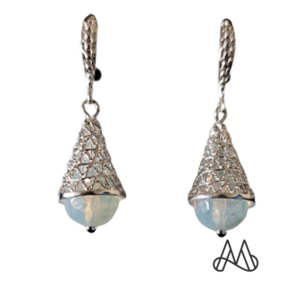 ARO COLGANTE PLATA LEY 925 GOTA PIEDRA LUNA | BLANCO | TALLA_UNICA