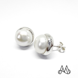 ARO PLATA LEY 950 PERLA NATURAL CON BORDE PLATA 15 MM | Blanco | Talla_unica - 1