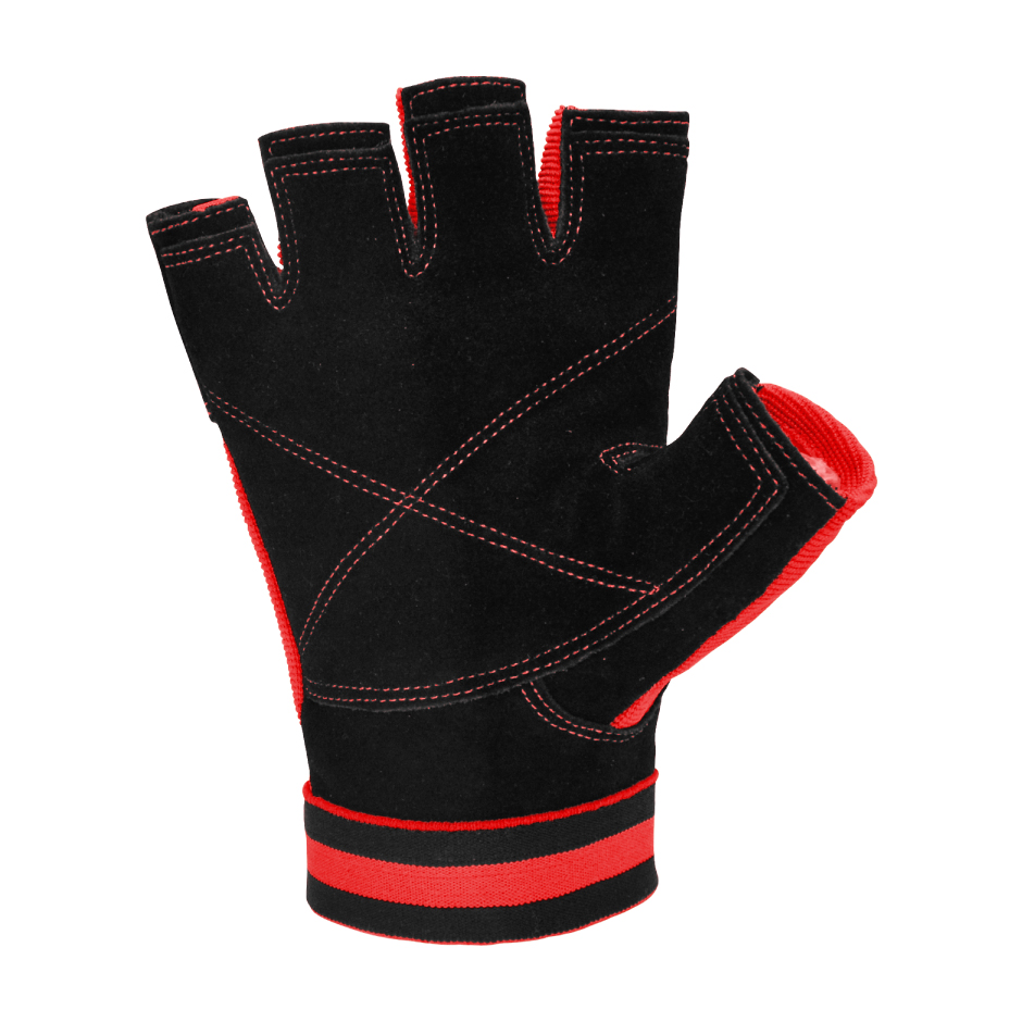GUANTE FITNESS TORPEDO CUERO NEGRO - ROJO - 2