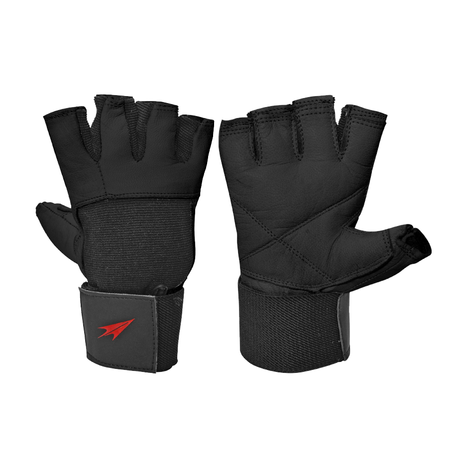 GUANTE FITNESS TORPEDO CUERO MUÑECA NEGRO - 1