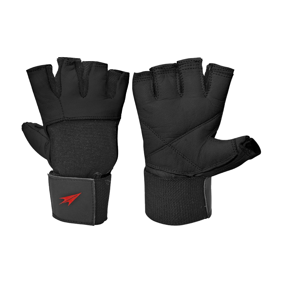 GUANTE FITNESS TORPEDO CUERO MUÑECA NEGRO - 1