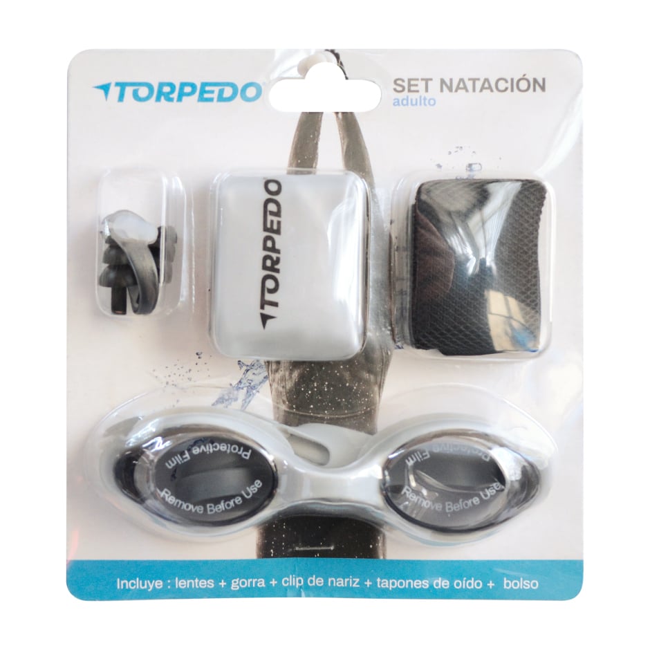 SET NATACION TORPEDO ADULTO PLATA - 1