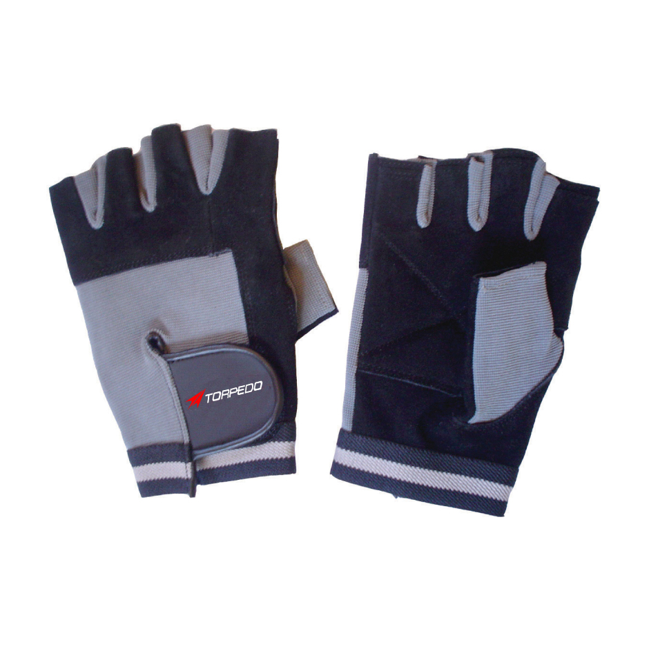 GUANTE FITNESS TORPEDO CUERO SPANDEX NG-GR - 2