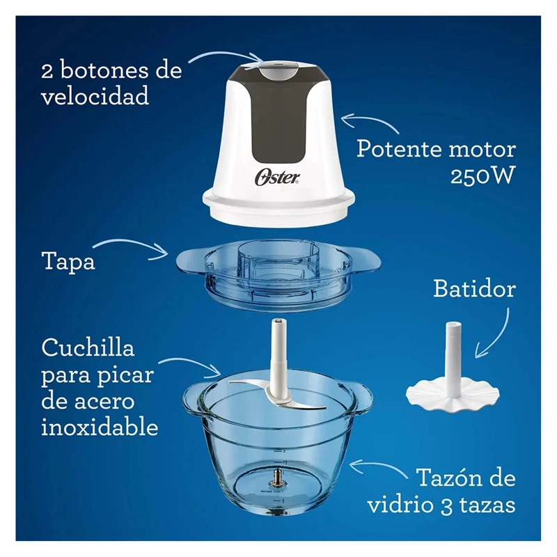 MINI PICADORA DE ALIMENTOS OSTER TAZON DE VIDRIO - 6
