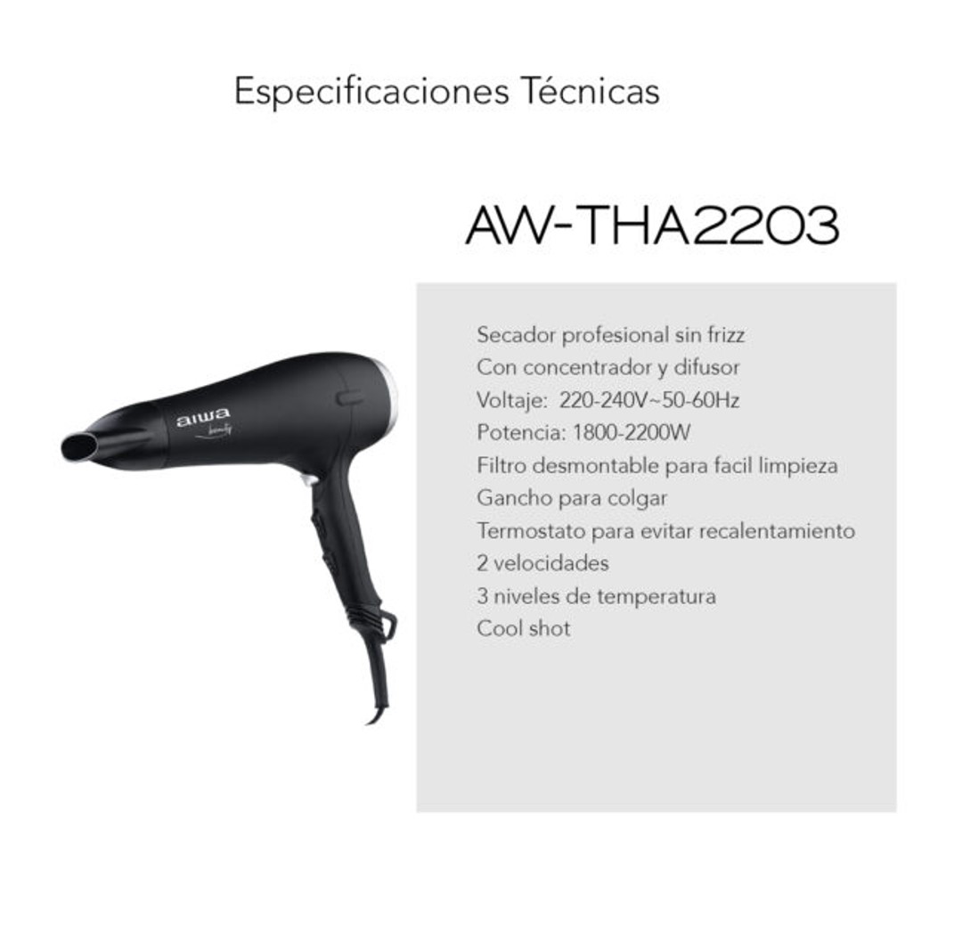 SECADOR PROFESIONAL SIN FRIZZ AW THA2203 - 4