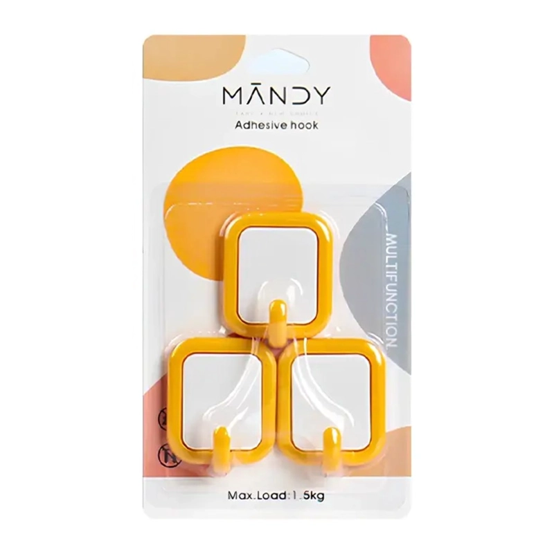 SET DE 3 GANCHOS ADHESIVOS MANDY CUADRADO - 1