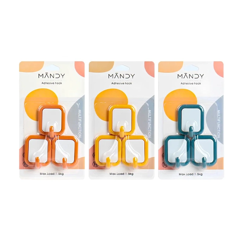 SET DE 3 GANCHOS ADHESIVOS MANDY CUADRADO - 3