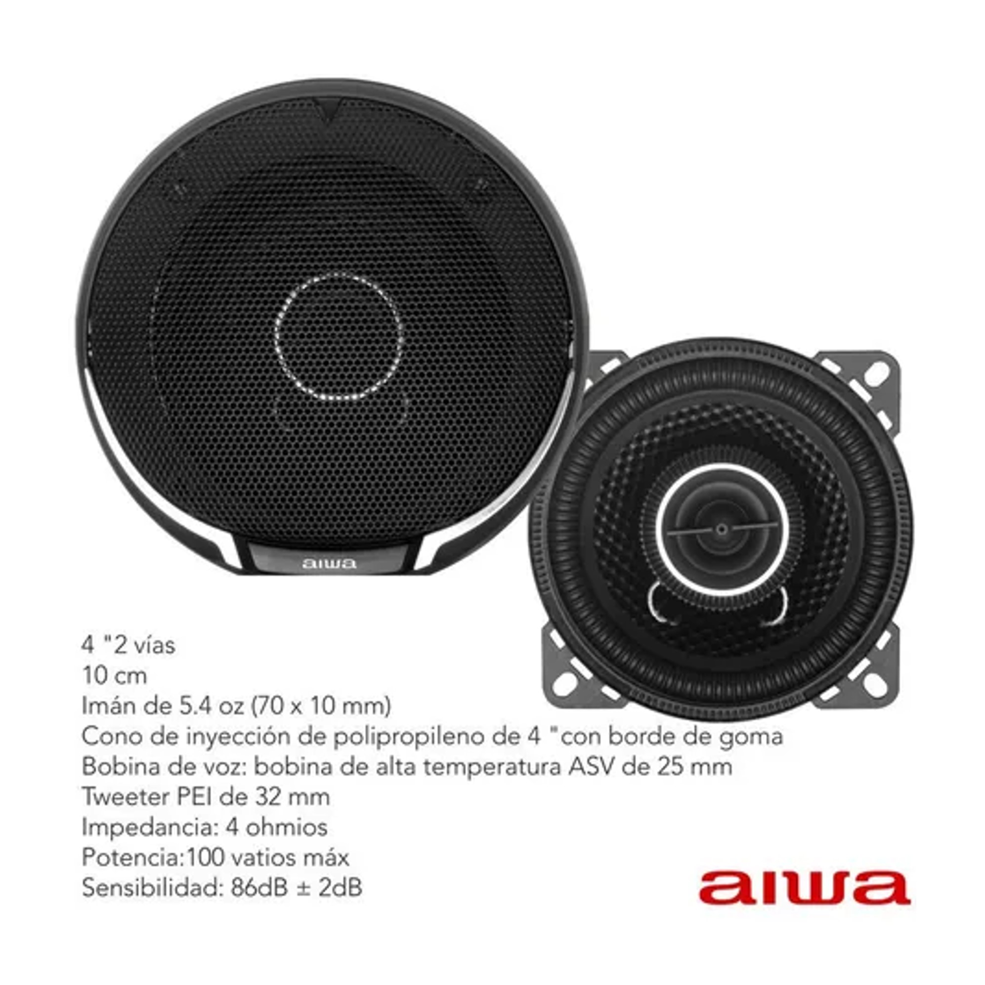 PARLANTES DE AUTOS AIWA 2 VIAS 100W 4 PULGADAS - 3