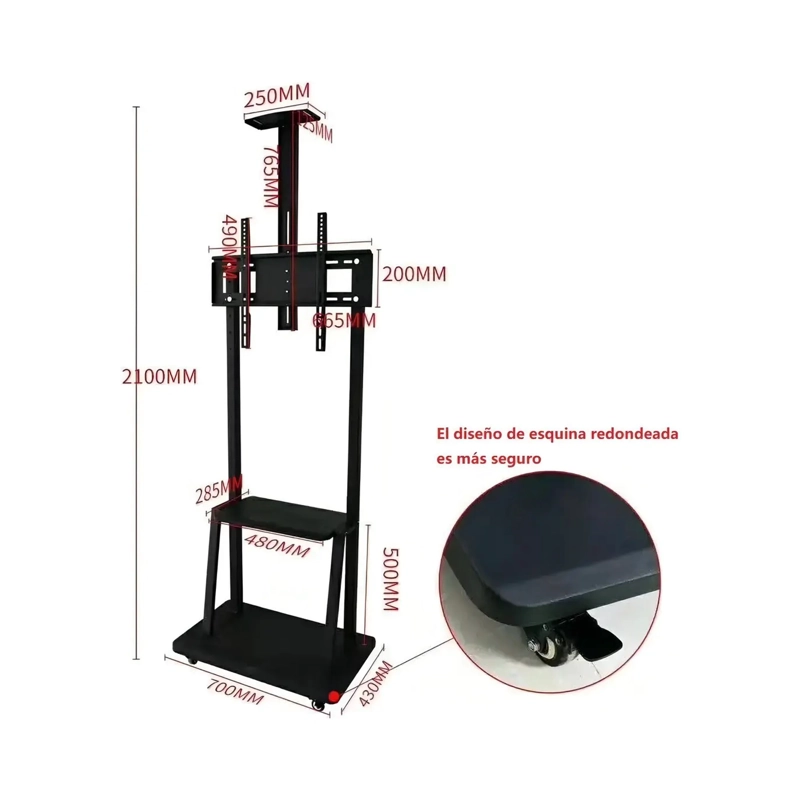 SOPORTE STAND DE TV MOVIL 32 - 70 PULGADAS CARRO MOVIL RUEDA - 3