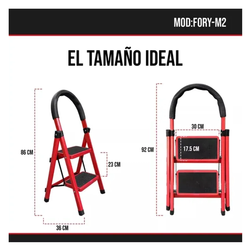 ESCALERA PLEGABLE MULTIUSO 2 PELDAÑOS COMPACTA - 3