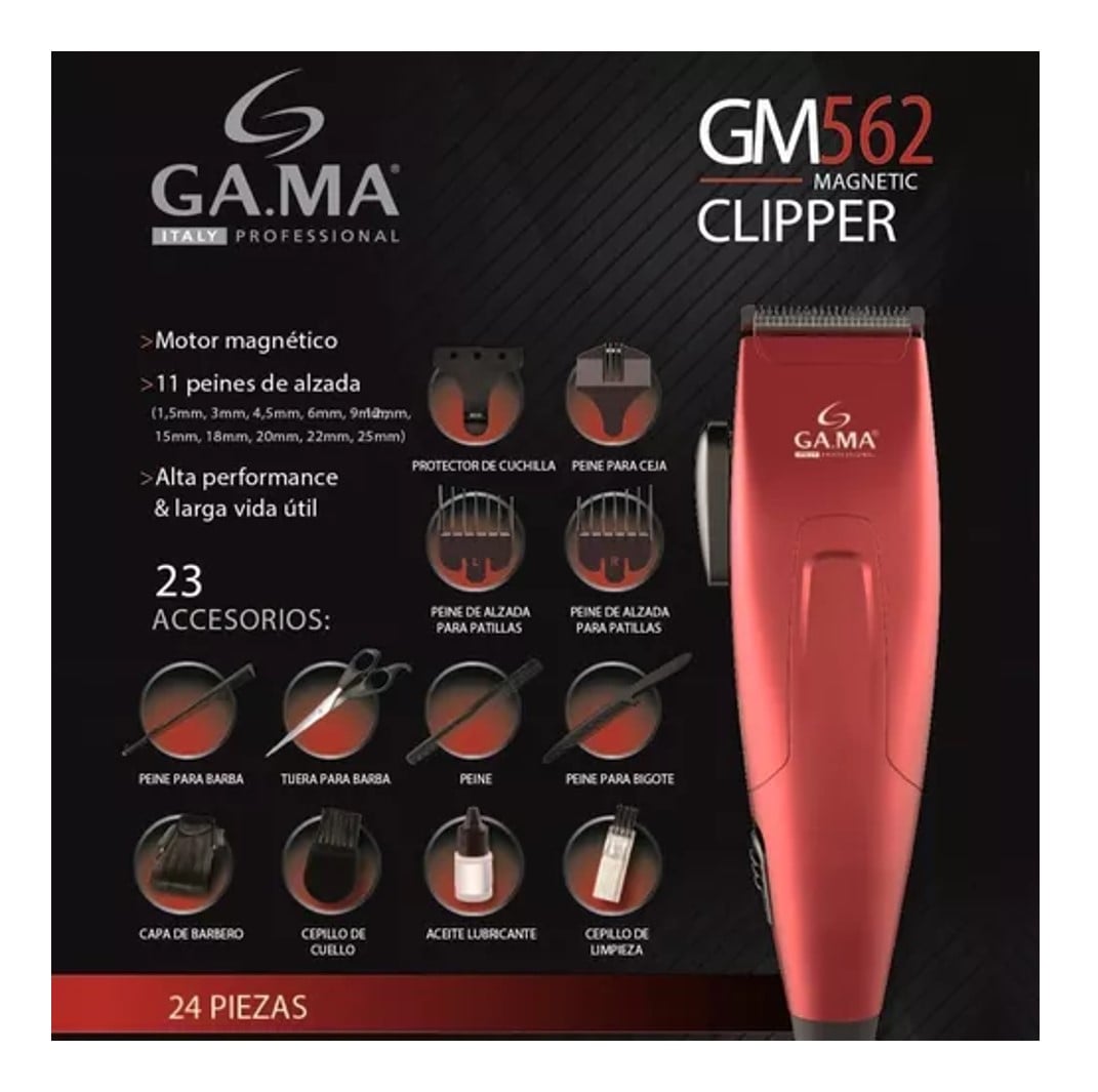 MAQUINA CORTAPELOS GAMA CLIPPER GM562 24 PIEZAS 220V - 3