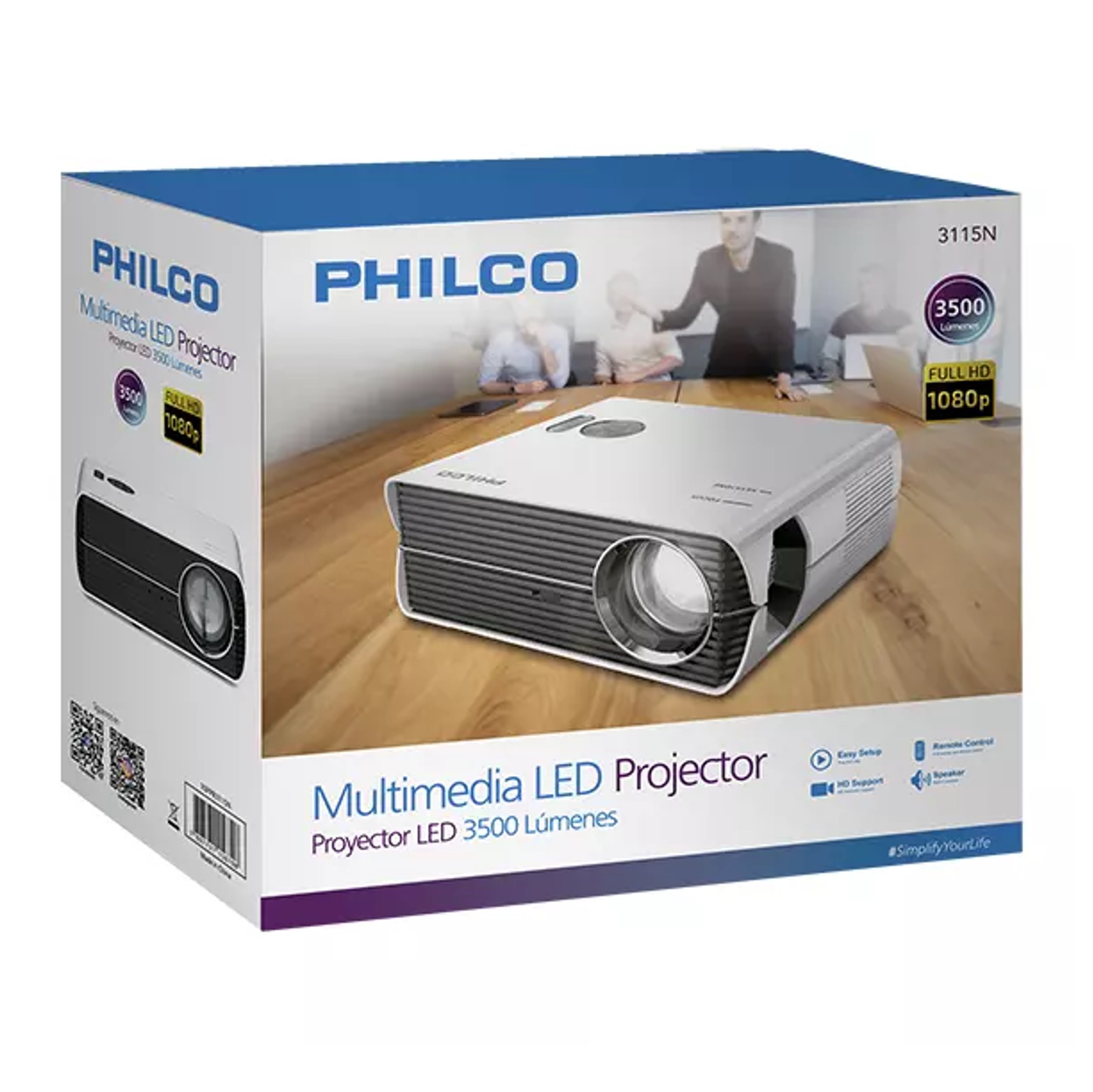 VIDEO PROYECTOR LED 3500 LUMENES PHILCO 1080P - 1
