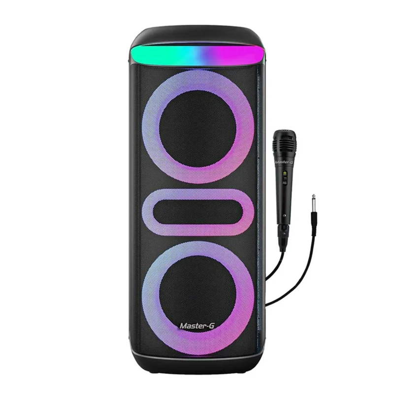 PARLANTE PORTATIL RGB KARAOKE BLUETOOTH 8”X2 CON MICROFONO - 1