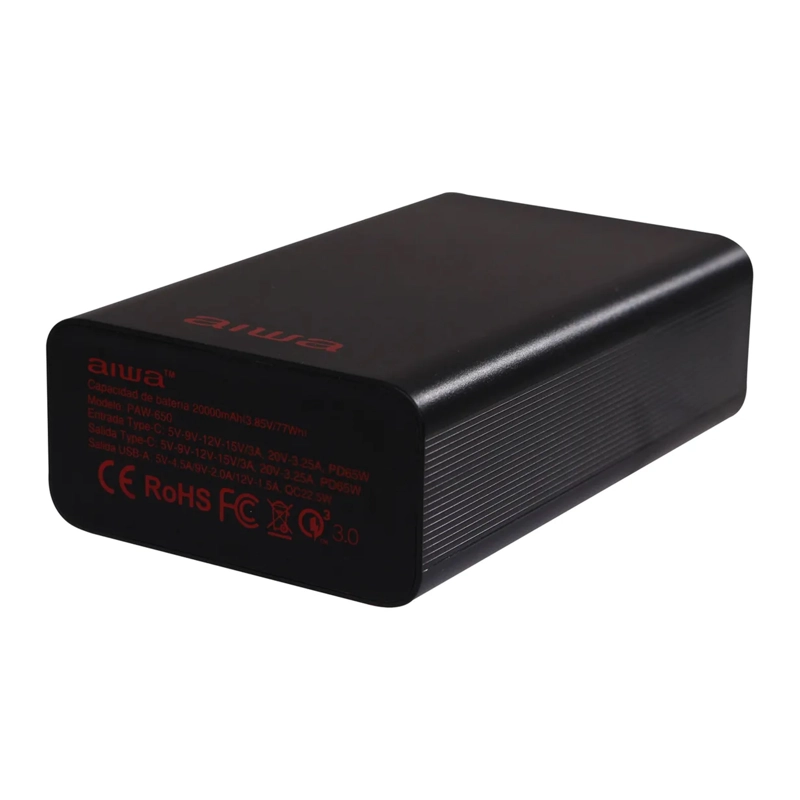 BATERIA EXTERNA CARGADOR PORTATIL AIWA 20000 MAH 65W - 2