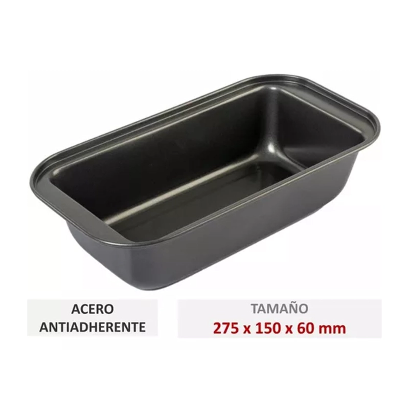 MOLDE RECTANGULAR ANTIADHERENTE REPOSTERIA QUEQUES PAN 25CM - 1