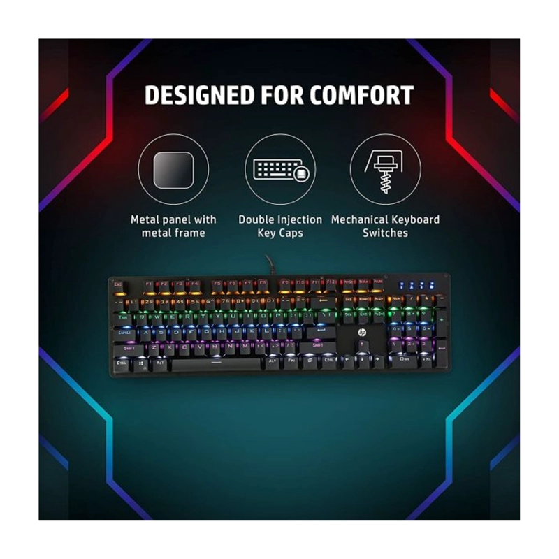 TECLADO GAMER MECANICO ALAMBRICO HP RGB - 2