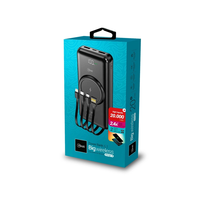 CARGADOR PORTATIL POWER BANK 20000MAH MICROLAB - 5
