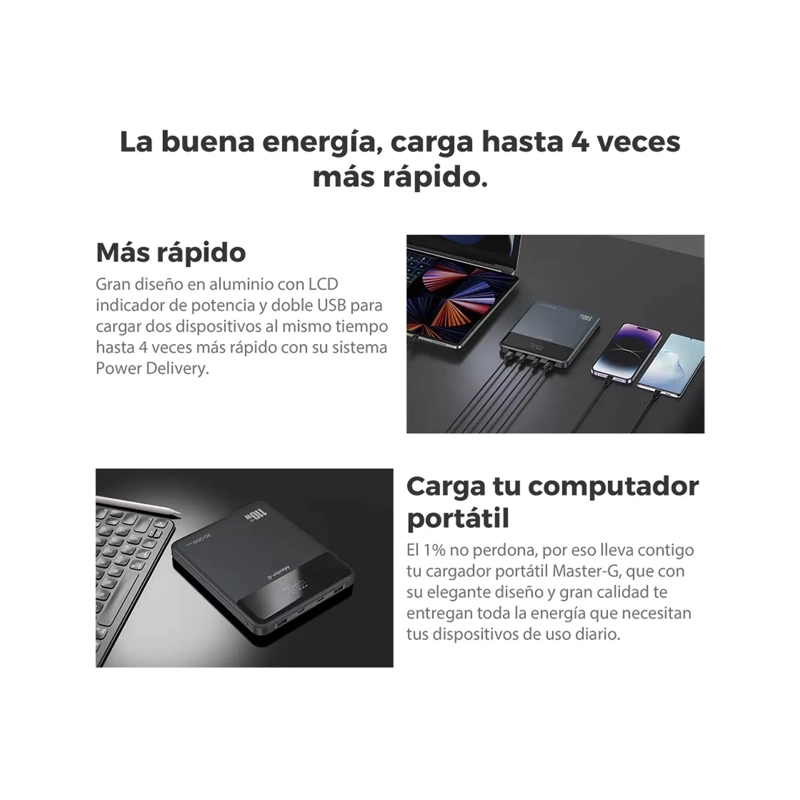 CARGADOR PORTATIL SLIM 20000MAH 110W MASTER G NOTEBOOK - 4
