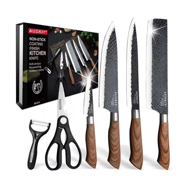 SET CUCHILLOS DE COCINA ASADO ACERO INOXIDABLE FORJADO 6 PCS - 1