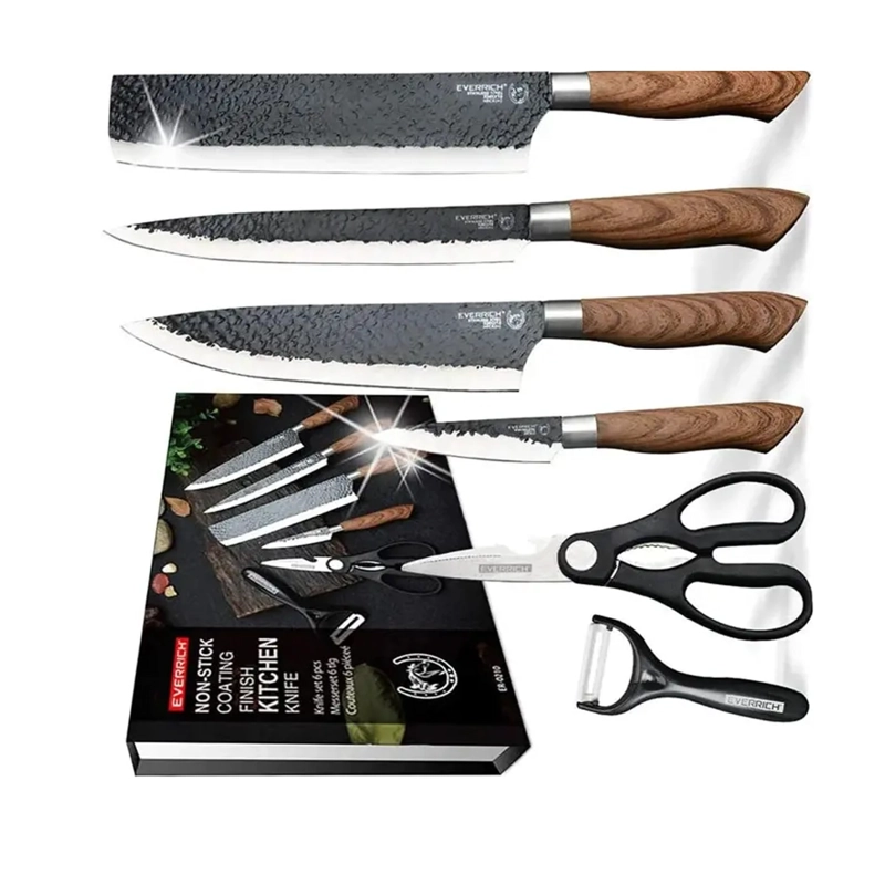 SET CUCHILLOS DE COCINA ASADO ACERO INOXIDABLE FORJADO 6 PCS - 6