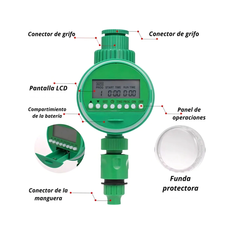 TEMPORIZADOR RIEGO AUTOMATICO TIMER DIGITAL LCD PROGRAMADOR - 6