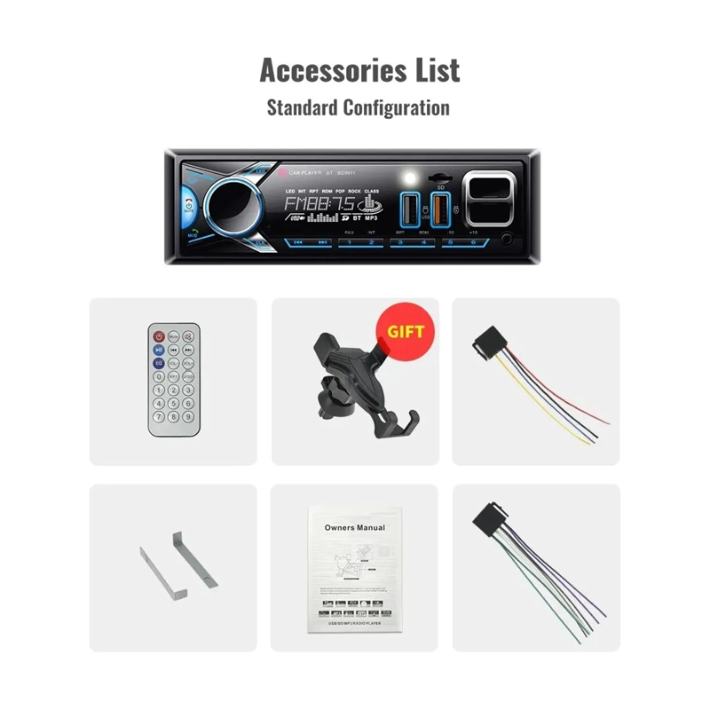 RADIO DE AUTO 1 DIN BLUETOOTH 2 USB CAR STUDIO APP MAS SOPORTE - 5
