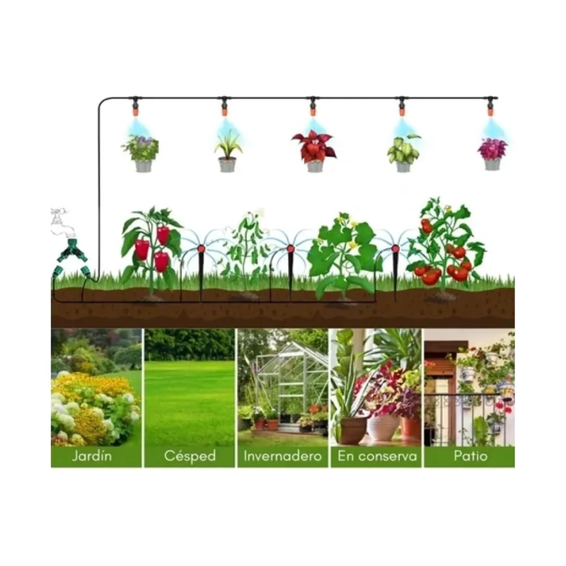 KIT DE RIEGO SISTEMA AUTOMATICO GOTEO O ASPERSOR 40M 158PCS - 4